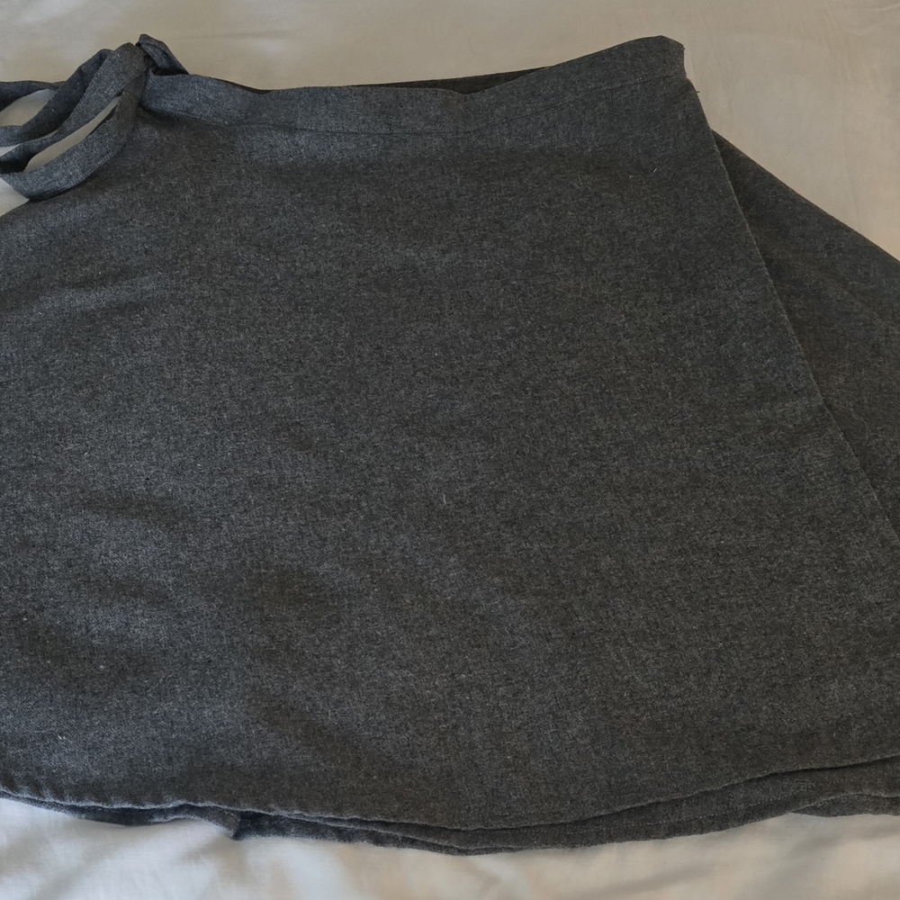 Gray Wrap Midi Skirt with Tie Front for Work